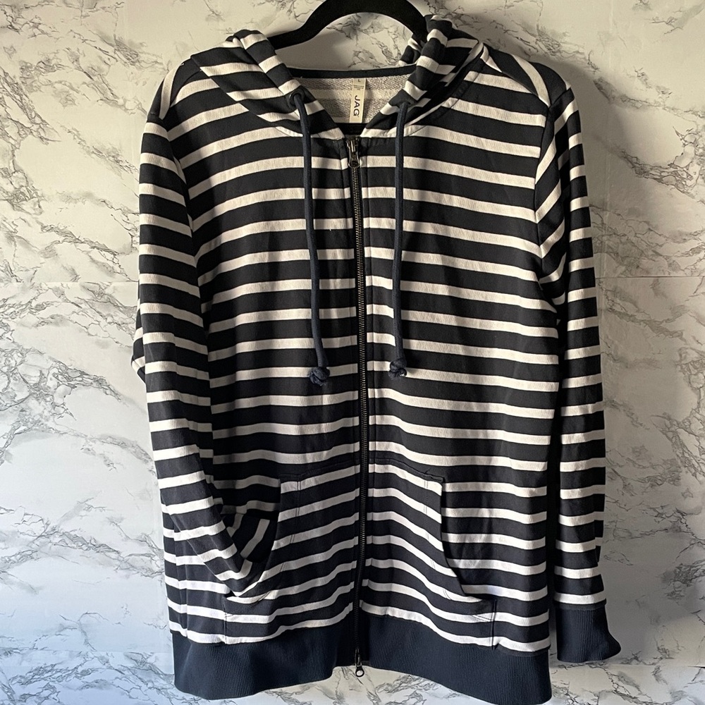 Jag Jeans L Navy and White Striped Hoodie